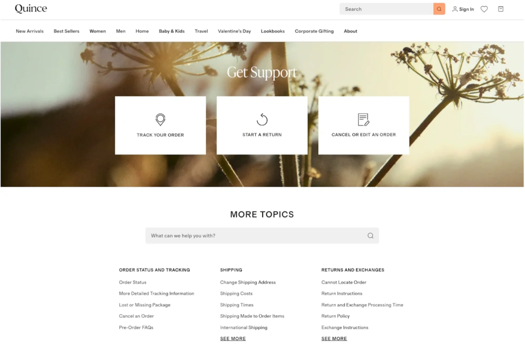 quince homepage